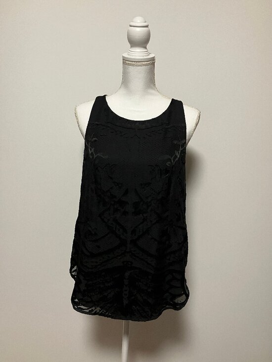CAbi Tops - Cabi Jubilee Velvet Burnout Overlay Tank Top Black Blouse Style 148 Size Small